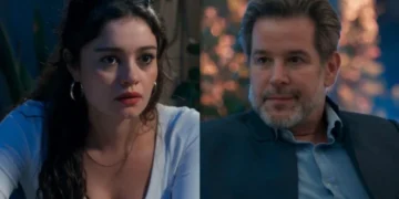 Gerluce (Sophie Charlotte) e Ferette (Murilo Benício) em Três Graças (Foto: Reprodução/TV Globo)
