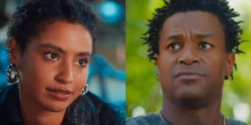 Eduarda (Gabz) e Leandro (David Júnior) em Coração Acelerado (Foto: Reprodução/TV Globo)