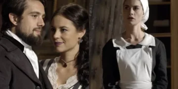 Felipe, Melissa e Lívia em Além do Tempo. (Foto: reprodução/Globo)