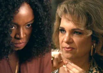 Silvana (Belize Pombal) à esquerda; Pilar (Isabel Teixeira) à direita, em Quem Ama Cuida.