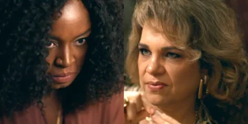 Silvana (Belize Pombal) à esquerda; Pilar (Isabel Teixeira) à direita, em Quem Ama Cuida.