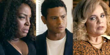 Silvana (à esquerda), Tiago (centro) e Pilar (à direita) em Quem Ama Cuida.