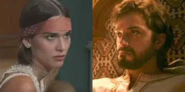 Virgínia (Theresa Fonseca) e Omar (Rodrigo Simas) em A Nobreza do Amor (Foto: Reprodução/TV Globo)