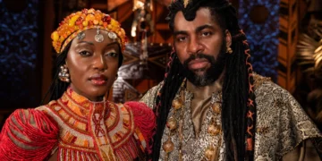 Binta (Lesliana Pereira) e Jendal (Lázaro Ramos) em A Nobreza do Amor (Foto: Fábio Rocha/Globo)
