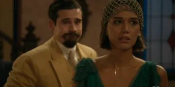 Mirinho (Nicolas Prattes) e Virgínia (Theresa Fonseca) em A Nobreza do Amor (Foto: Reprodução/TV Globo)