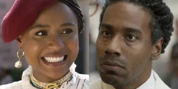 Alika sorrindo (à esquerda) e Malungo sério (à direita) em A Nobreza do Amor.
