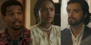 Tonho (Ronald Sotto), Alika (Duda Santos) e Omar (Rodrigo Simas) em A Nobreza do Amor (Foto: Reprodução/TV Globo)