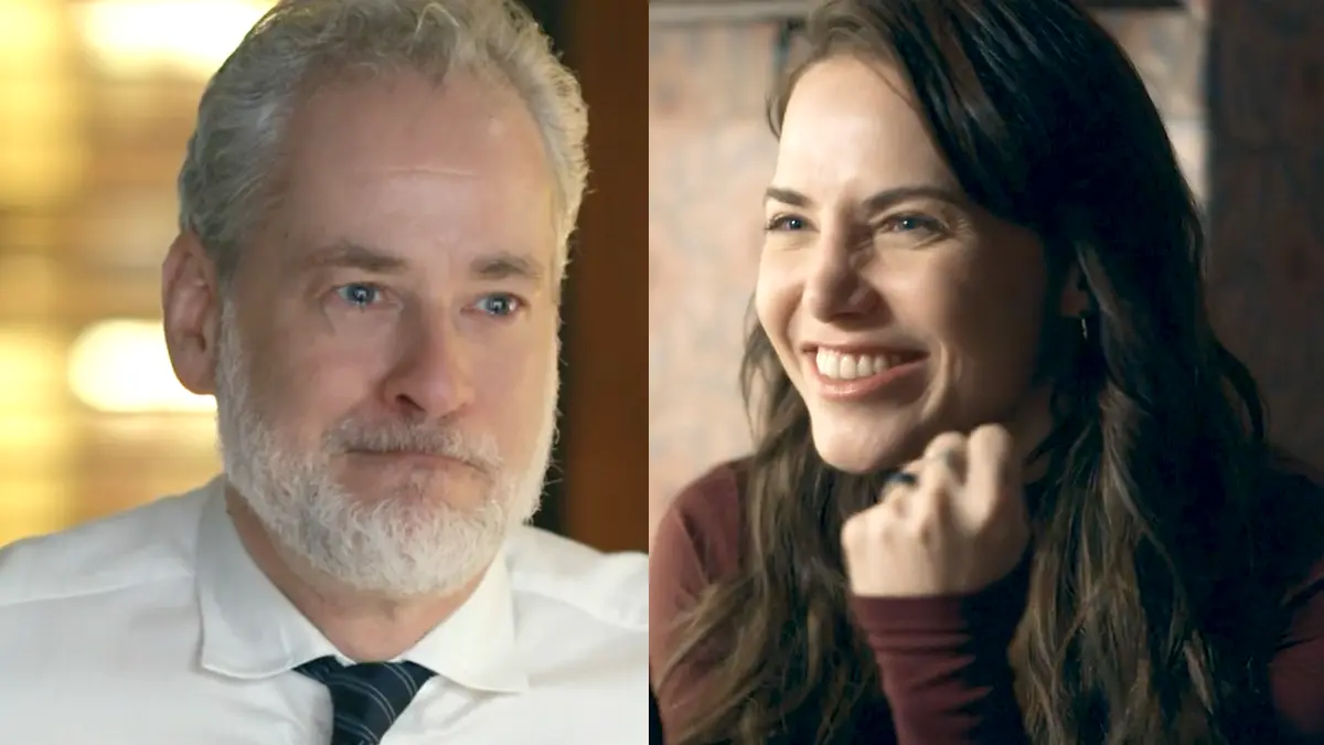 Ademir (à esquerda) e Adriana feliz (à direita) em cenas de Quem Ama Cuida.