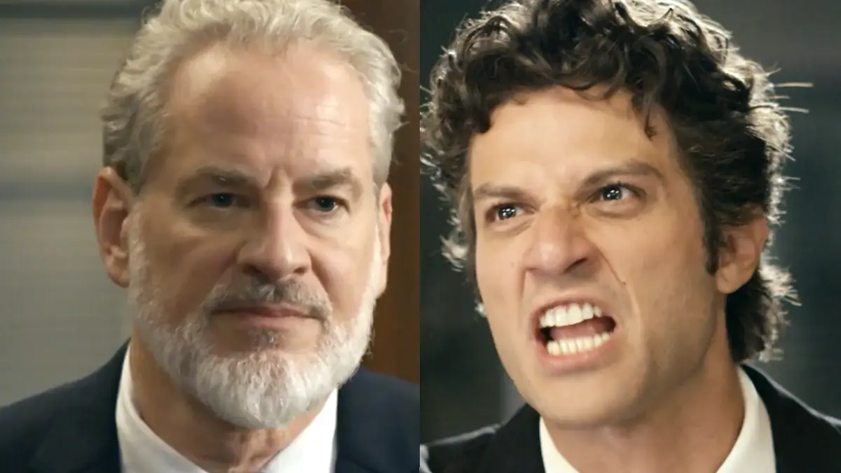 Ademir (à esquerda) e Pedro (à direita) em cenas da novela Quem Ama Cuida.