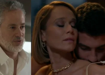 Ademir (Dan Stulbach) flagra Dora (Mariana Ximenes) e André (Henrique Barreira) em Quem Ama Cuida (Foto: Reprodução/TV Globo)