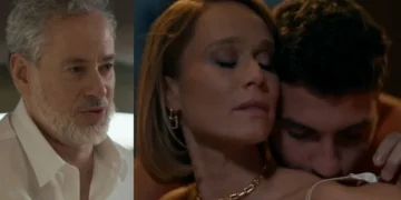 Ademir (Dan Stulbach) flagra Dora (Mariana Ximenes) e André (Henrique Barreira) em Quem Ama Cuida (Foto: Reprodução/TV Globo)