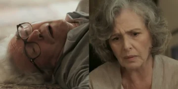 Final de Além do Tempo: De cadeira de rodas, Alberto tenta subir a escada, mas despenca e morre nos braços de Vitória