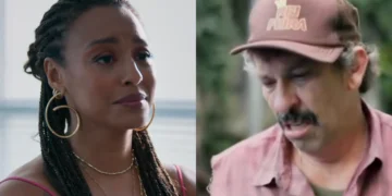 Bela (Sheron Menezzes) e Juarez (Milhem Cortaz) em Por Você (Foto: Reprodução/TV Globo)