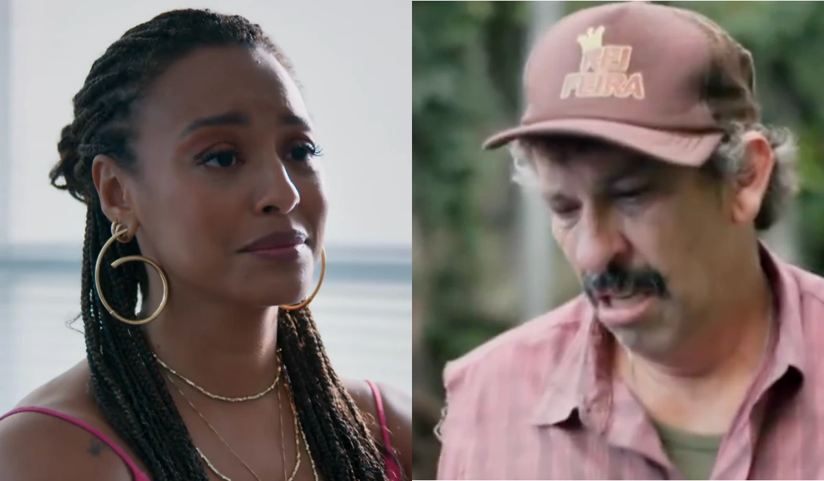 Bela (Sheron Menezzes) e Juarez (Milhem Cortaz) em Por Você (Foto: Reprodução/TV Globo)
