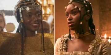 Binta (Lesliana Pereira) e Kênia (Nikolly Fernandes) em A Nobreza do Amor (Foto: Reprodução/TV Globo)