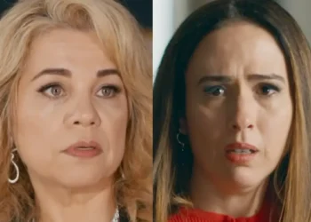 Pilar (à esquerda) e Brigitte (à direita) em cenas de Quem Ama Cuida.