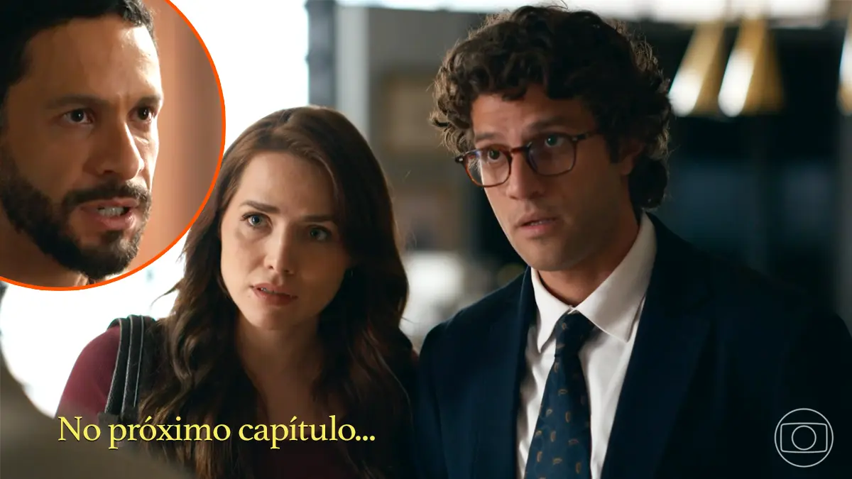 Pedro e Adriana observando César em Quem Ama Cuida.