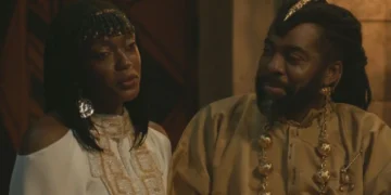 Binta (Lesliana Pereira) e Jendal (Lázaro Ramos) em A Nobreza do Amor (Foto: Reprodução/TV Globo)
