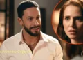 César (à esquerda) e Adriana destacada em um círculo (à direita) em Quem Ama Cuida.