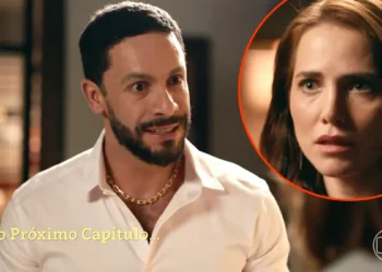 César (à esquerda) e Adriana destacada em um círculo (à direita) em Quem Ama Cuida.