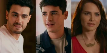 Fernando (Pedro Alves), Mau Mau (João Victor Gonçalves) e Adriana (Letícia Colin) Quem Ama Cuida (Foto: Reprodução/TV Globo)