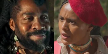 Jendal sorrindo (à esquerda) e Alika irritada (à direita) em A Nobreza do Amor.