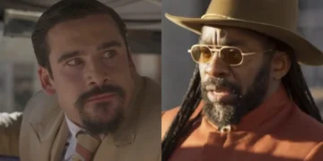 Mirinho (Nicolas Prattes) e Jendal (Lázaro Ramos) em A Nobreza do Amor (Foto: Reprodução/TV Globo)