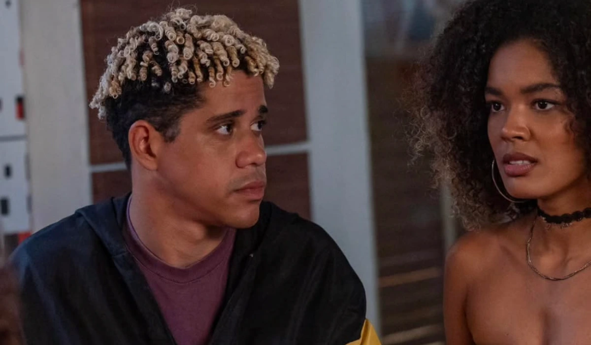 Peixe (Cauê Campos) e Dalila (Lívia Silva) em Por Você (Foto: Angélica Goudinho/Globo)