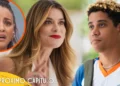 Vanessa conversando com Peixe e Bela em choque. Novela Por Você.