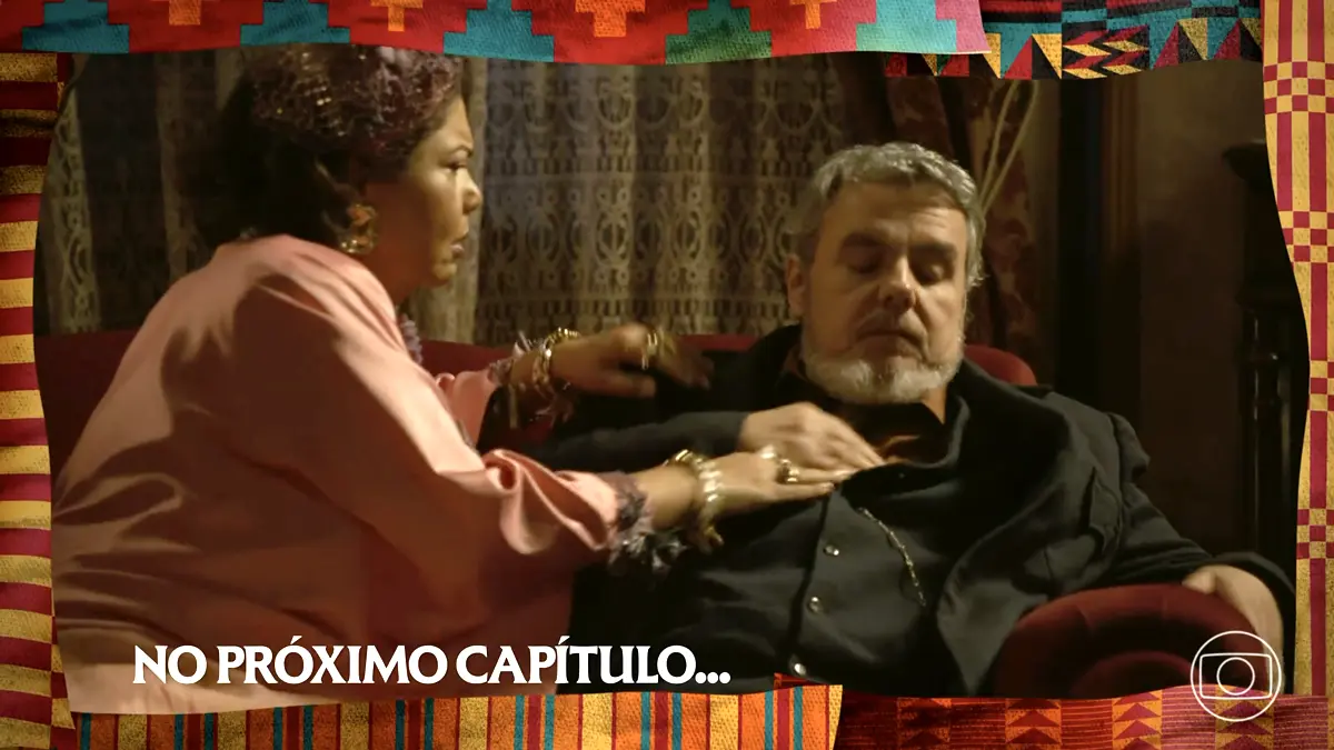 Casemiro passa mal e Graça se preocupa em cena da novela A Nobreza do Amor.