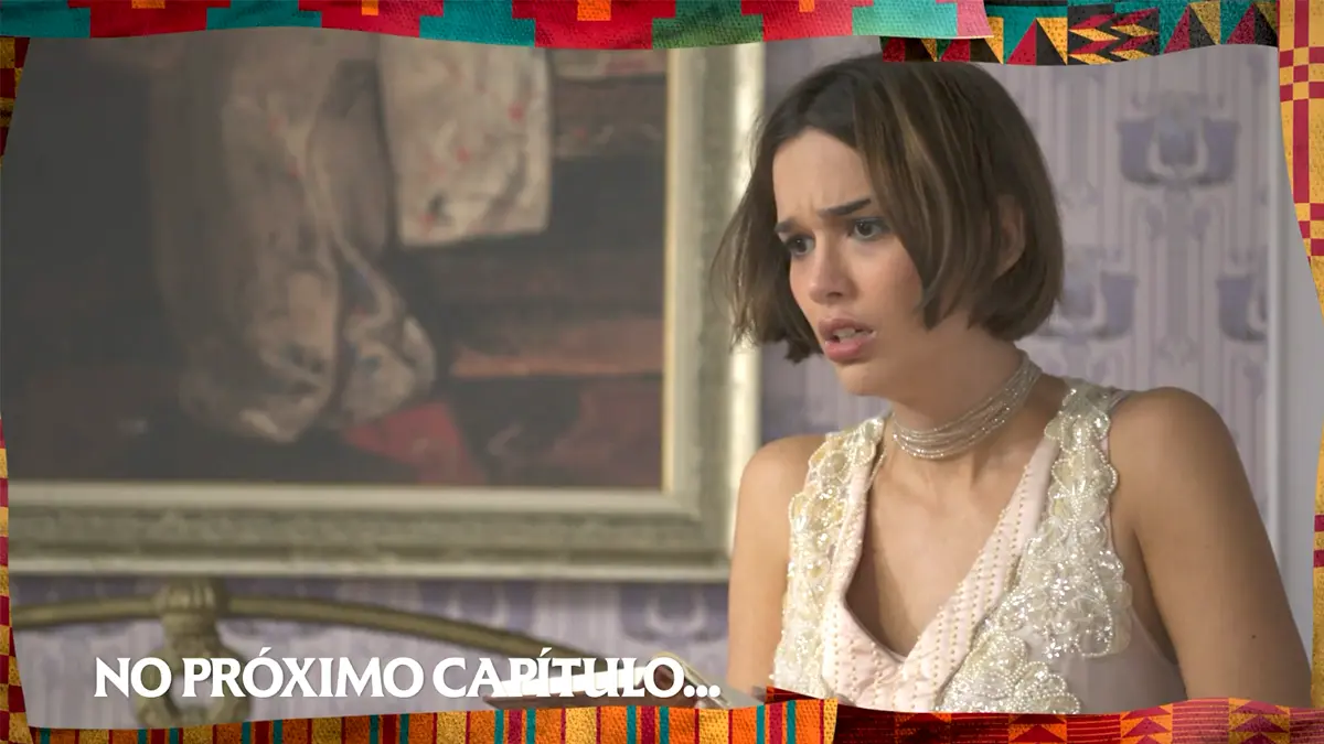 Virgínia preocupada em cena da novela A Nobreza do Amor.