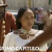 Jendal atrás e Alika à sua frente em cena da novela A Nobreza do Amor.
