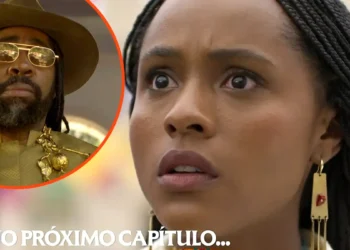 Assustada, Alika observa Jendal em festa de Cosme e Damião em Barro Preto, em A Nobreza do Amor.