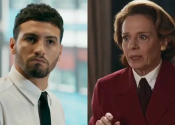 André (Henrique Barreira) e Diná (Rosi Campos) em Quem Ama Cuida (Foto: Reprodução/TV Globo)