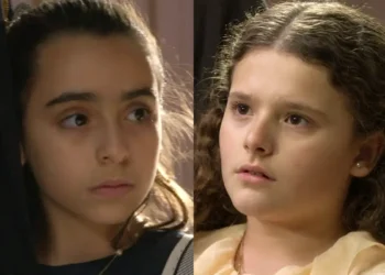 Aurelinda (à esquerda) e Ritinha (à direita) em cenas da novela A Nobreza do Amor.