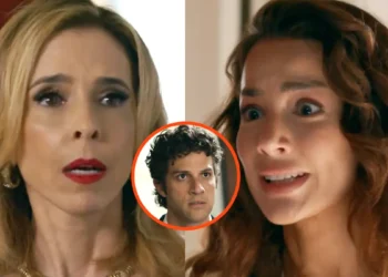 Carmita (à esquerda), Pedro (centro) e Bruna (à direita) em Quem Ama Cuida.