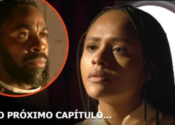 Jendal (à esquerda) em uma bola; Alika (à direita) com semblante de tristeza, em cenas de A Nobreza do Amor.
