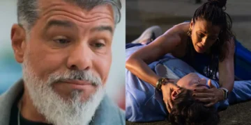Junqueira, Gabriel e Bela em Por Você. (Foto: reprodução/Globo/Angelica Goudinho)