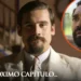 Mirinho e Januário, personagens da novela A Nobreza do Amor. Mirinho aparece em destaque, usando terno claro, enquanto Januário surge em um círculo com borda laranja no canto superior direito. Na parte inferior, a imagem traz a frase “NO PRÓXIMO CAPÍTULO...”.