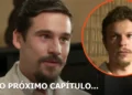 Mirinho e Severino, personagens da novela A Nobreza do Amor, da Globo, aparecem em montagem. Mirinho está em destaque à esquerda, enquanto Severino aparece à direita, dentro de um círculo laranja.