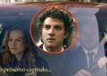 Adriana e Iuri no carro; Pedro no meio em cena de Quem Ama Cuida.