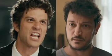 Pedro (à esquerda) e Tom (à direita) em cenas de Quem Ama Cuida.