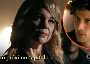 Pilar observa Pedro em cena de Quem Ama Cuida.