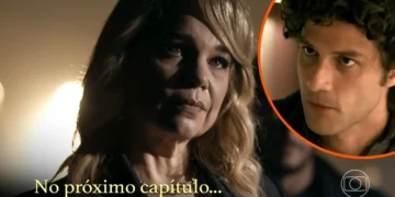 Pilar observa Pedro em cena de Quem Ama Cuida.