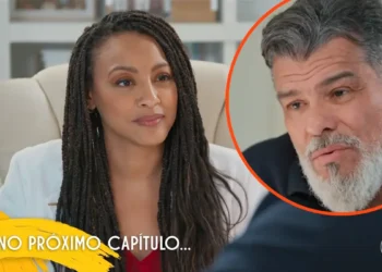 Bela (à esquerda) e Junqueira (à direita) em cena de Por Você.