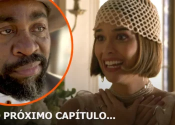 Jendal (à esquerda) destacado em um balão; Virgínia feliz (à direita) em cena de A Nobreza do Amor.