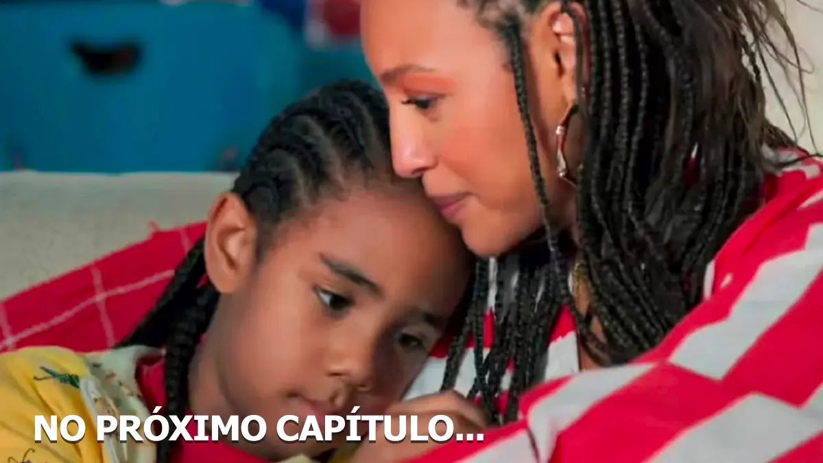 Samuca e Bela abraçados em cena da novela Por Você.